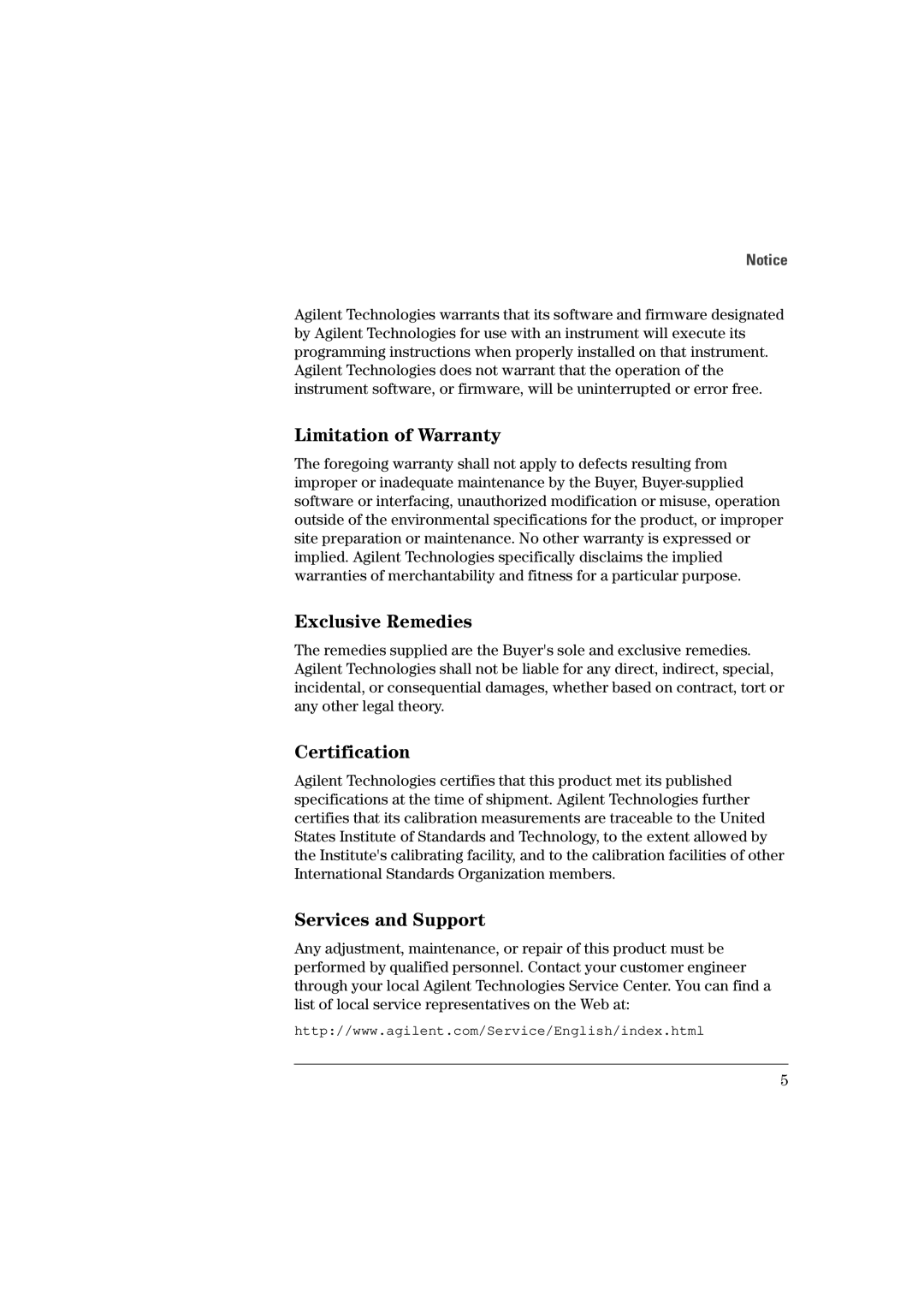 Agilent Technologies 81101A manual Limitation of Warranty 