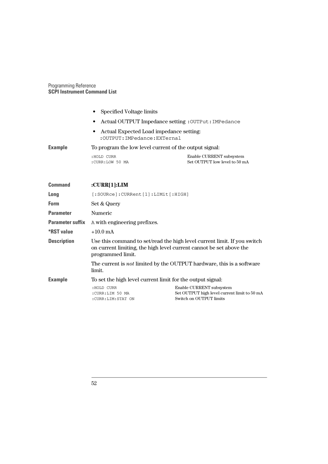 Agilent Technologies 81101A manual CURR1LIM 