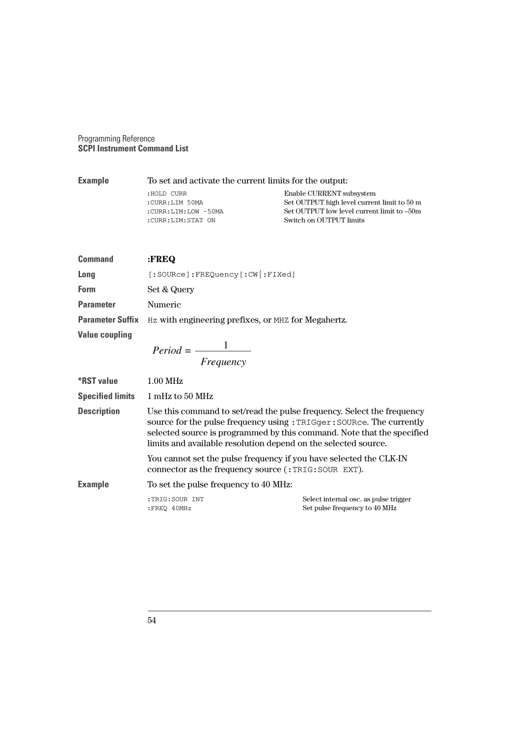 Agilent Technologies 81101A manual Freq 