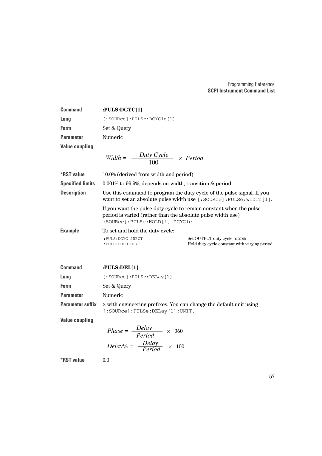 Agilent Technologies 81101A manual PULSDCYC1, 10.0% derived from width and period, PULSDEL1 