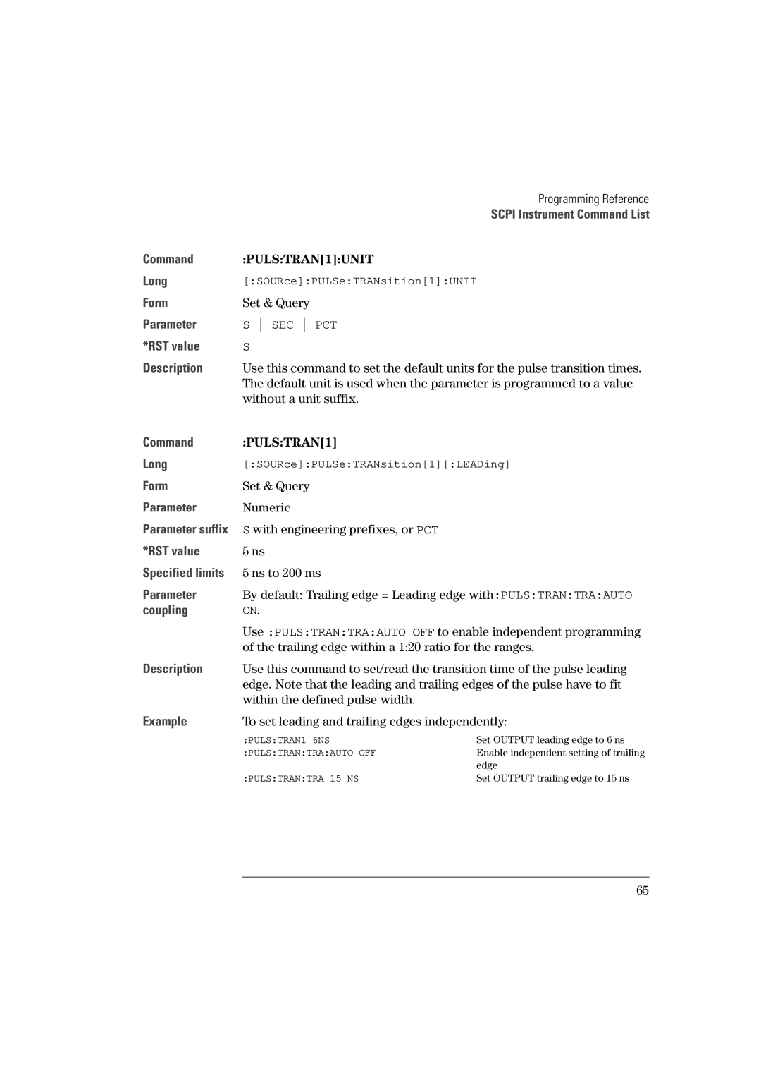 Agilent Technologies 81101A manual PULSTRAN1UNIT 