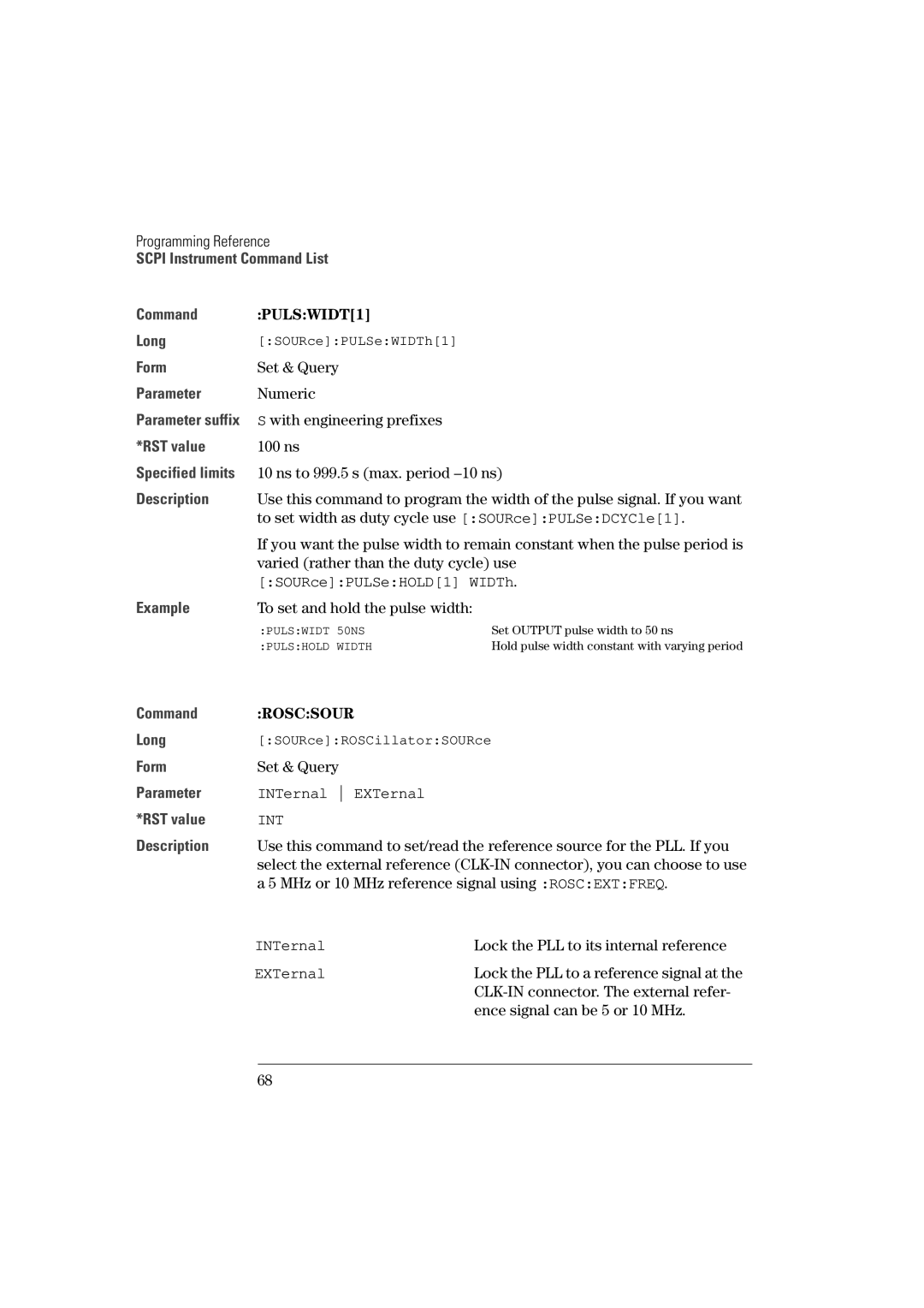 Agilent Technologies 81101A manual PULSWIDT1, Roscsour 