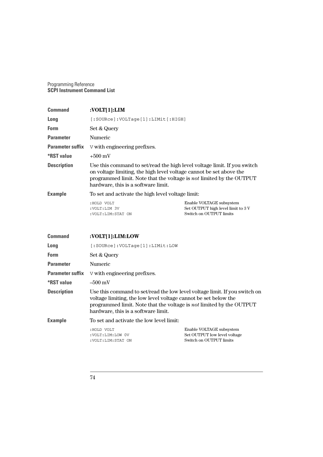 Agilent Technologies 81101A manual VOLT1LIMLOW 