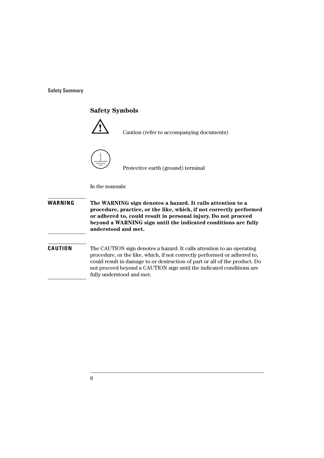 Agilent Technologies 81101A manual Safety Symbols 