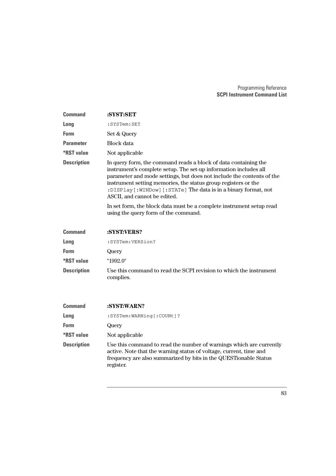 Agilent Technologies 81101A manual Systset, Systvers?, Systwarn? 