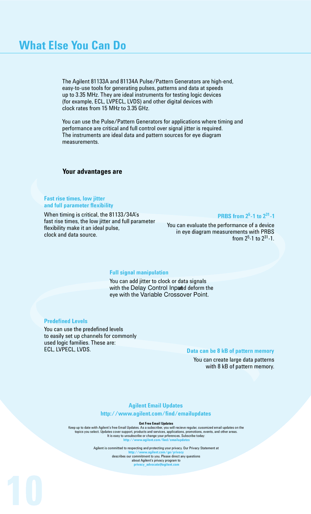 Agilent Technologies 81134A, 81133A brochure What Else You Can Do, Your advantages are 