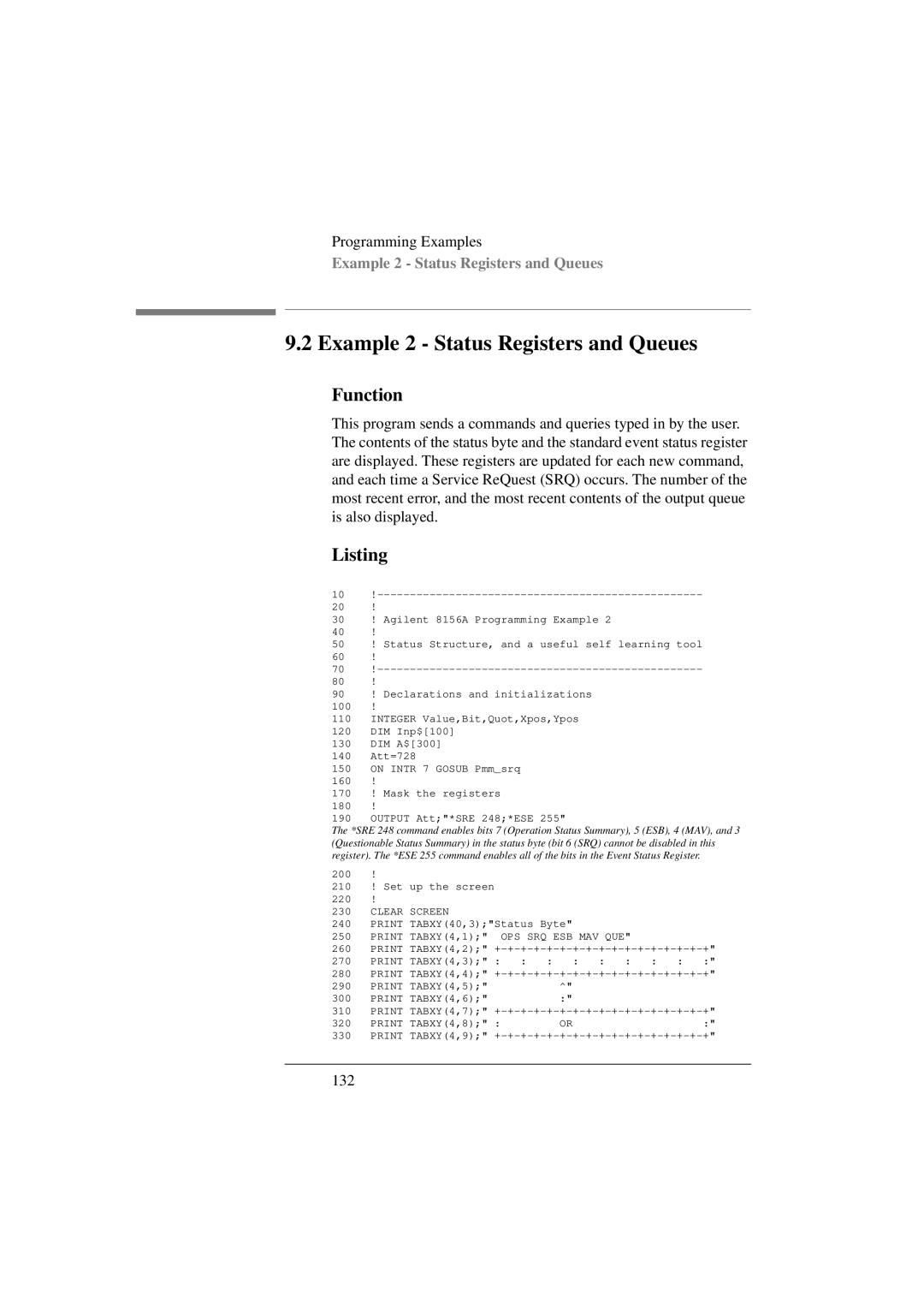 Agilent Technologies 8156A manual Example 2 Status Registers and Queues 