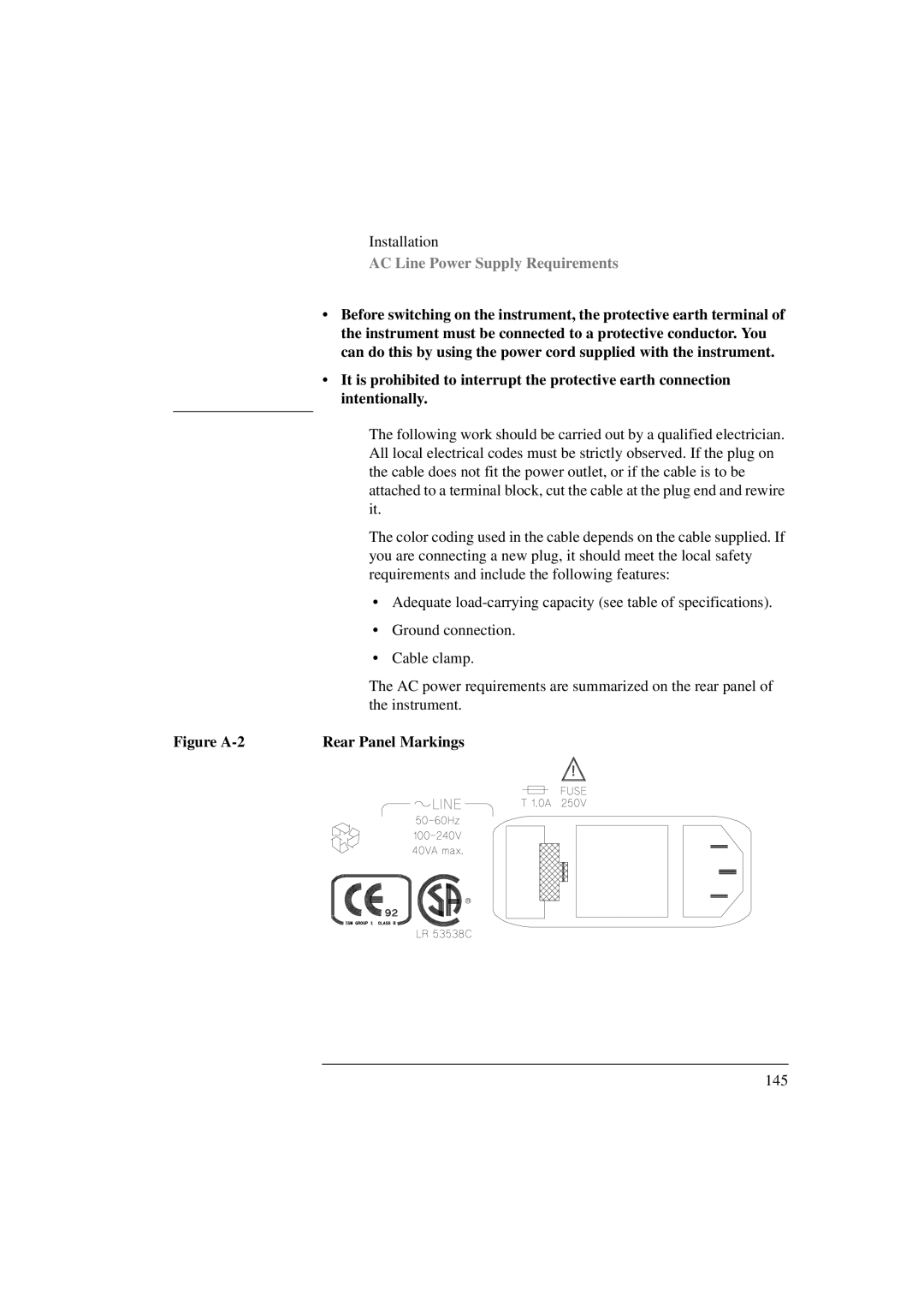 Agilent Technologies 8156A manual Figure A-2 Rear Panel Markings 