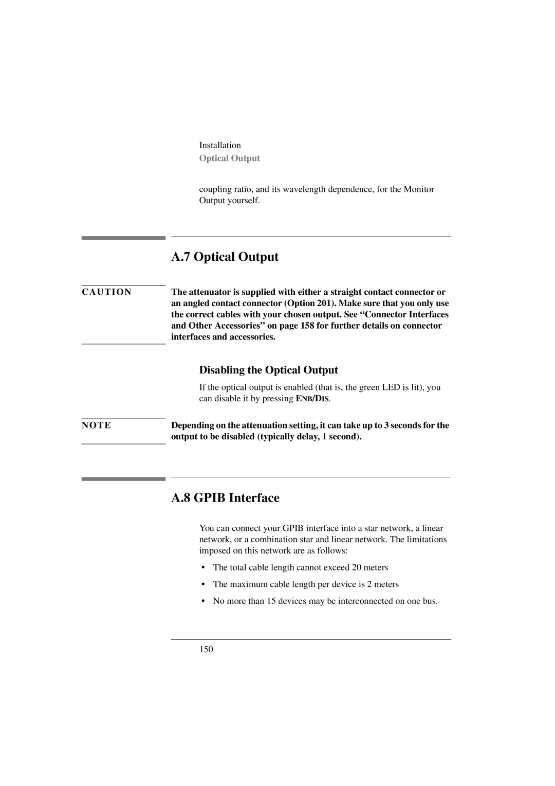 Agilent Technologies 8156A manual Disabling the Optical Output 