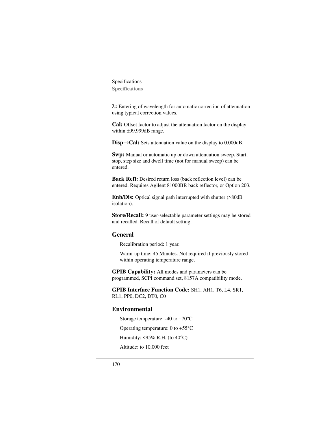 Agilent Technologies 8156A manual General, Environmental 