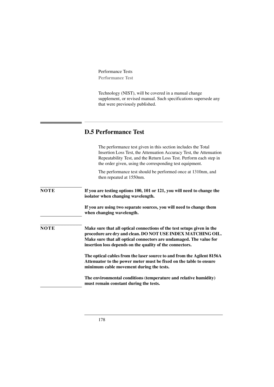 Agilent Technologies 8156A manual Performance Test 