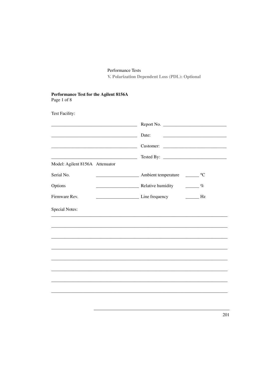 Agilent Technologies manual Performance Test for the Agilent 8156A 