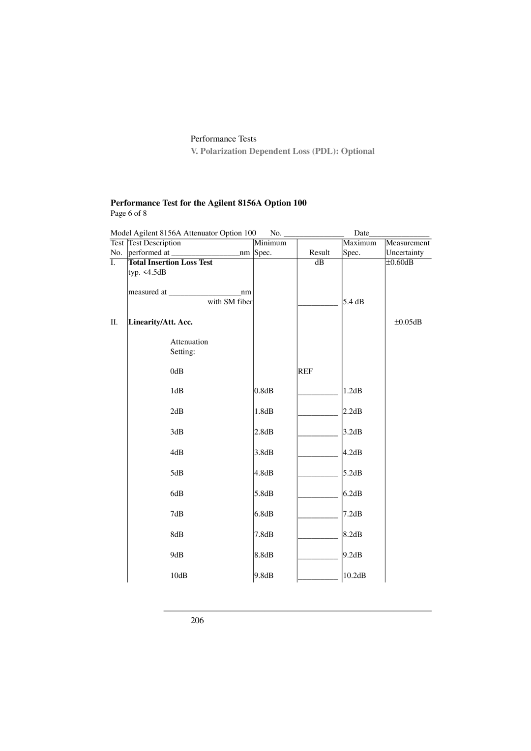 Agilent Technologies 8156A manual 206 