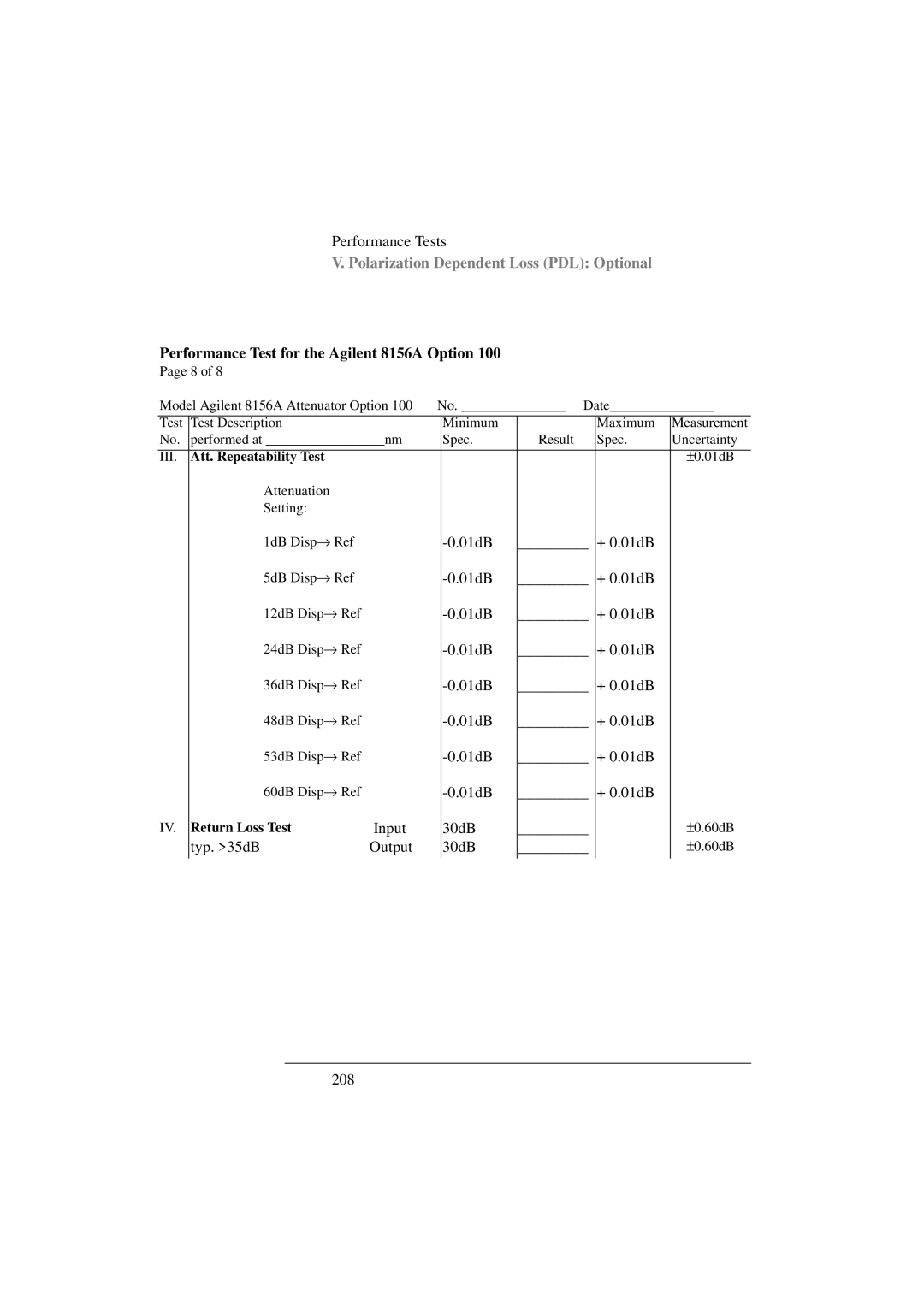 Agilent Technologies 8156A manual 208 