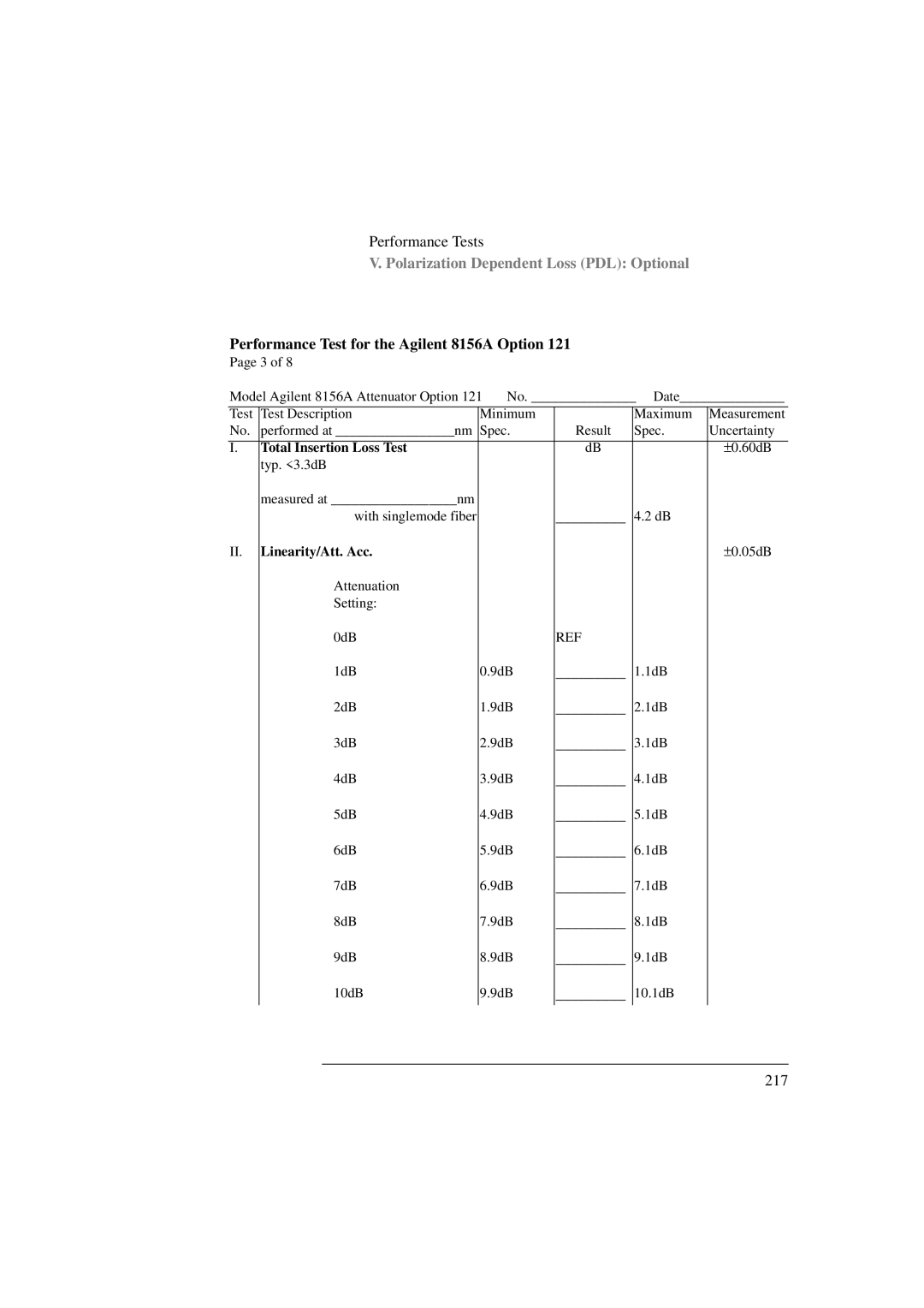 Agilent Technologies 8156A manual 217 