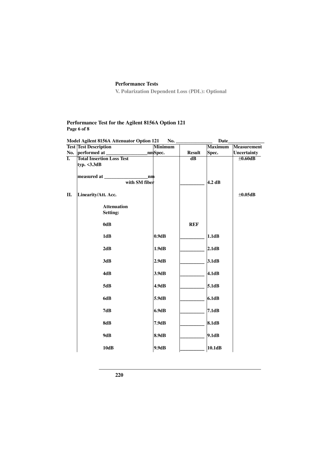 Agilent Technologies 8156A manual 220 