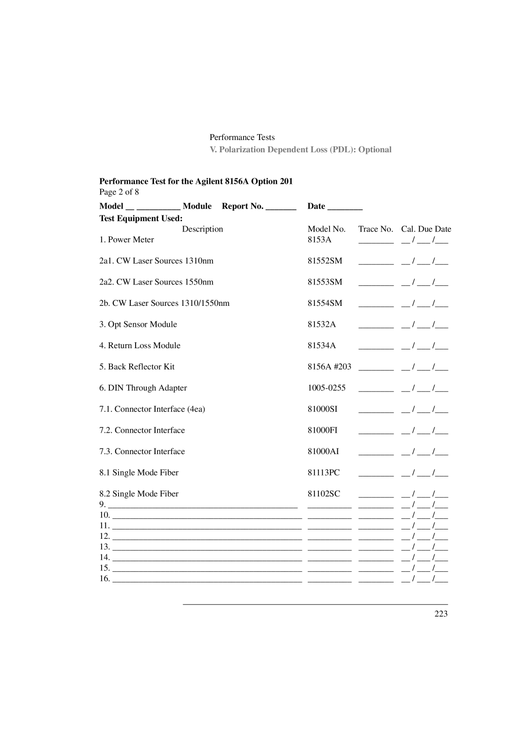 Agilent Technologies 8156A manual Polarization Dependent Loss PDL Optional 