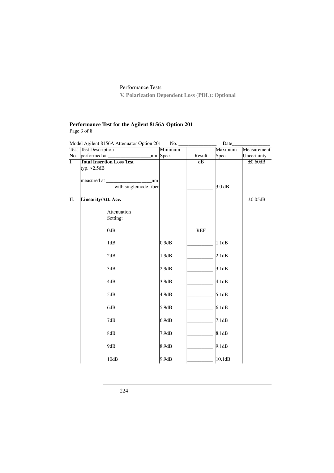 Agilent Technologies 8156A manual 224 