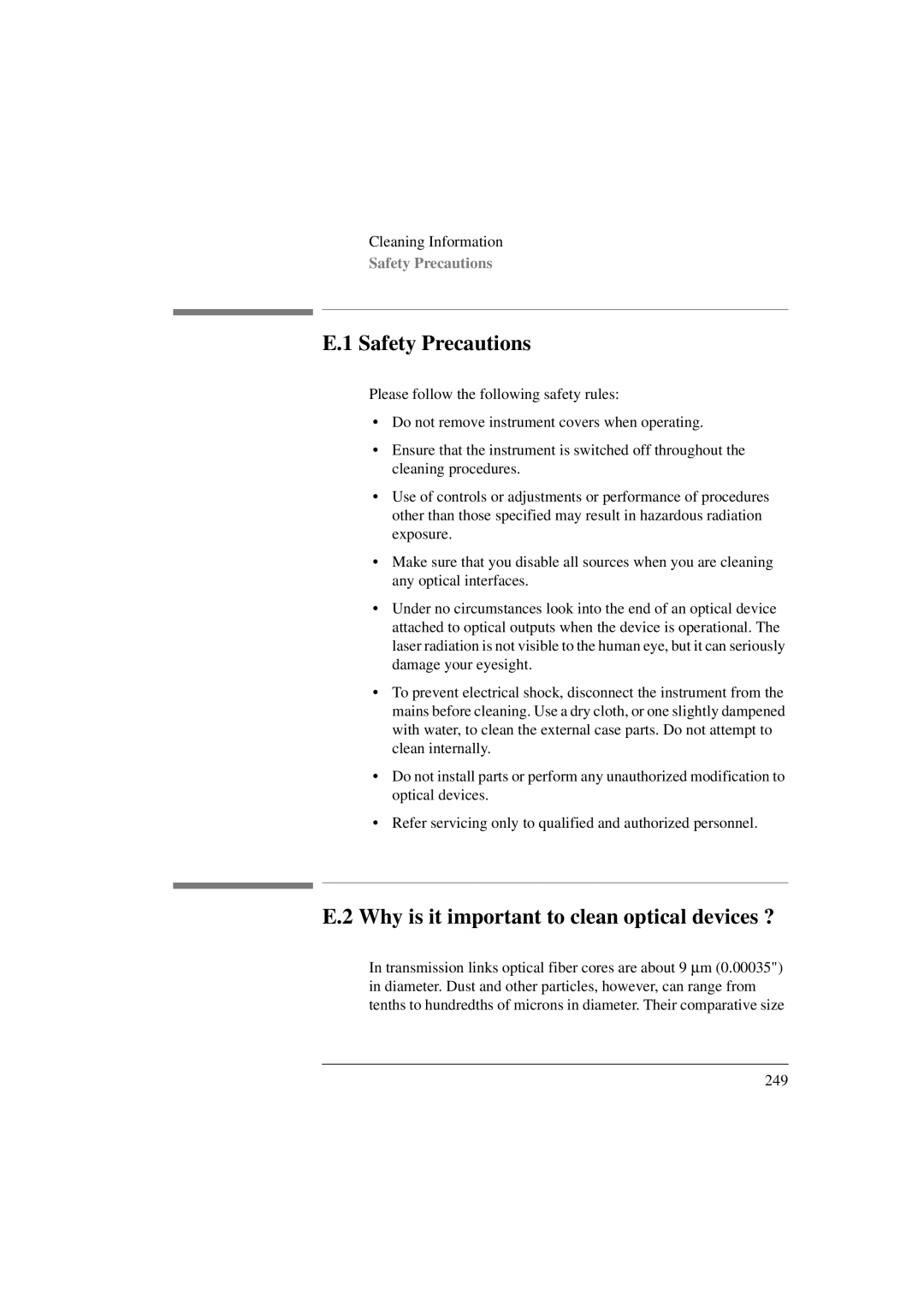 Agilent Technologies 8156A manual Safety Precautions, Why is it important to clean optical devices ? 