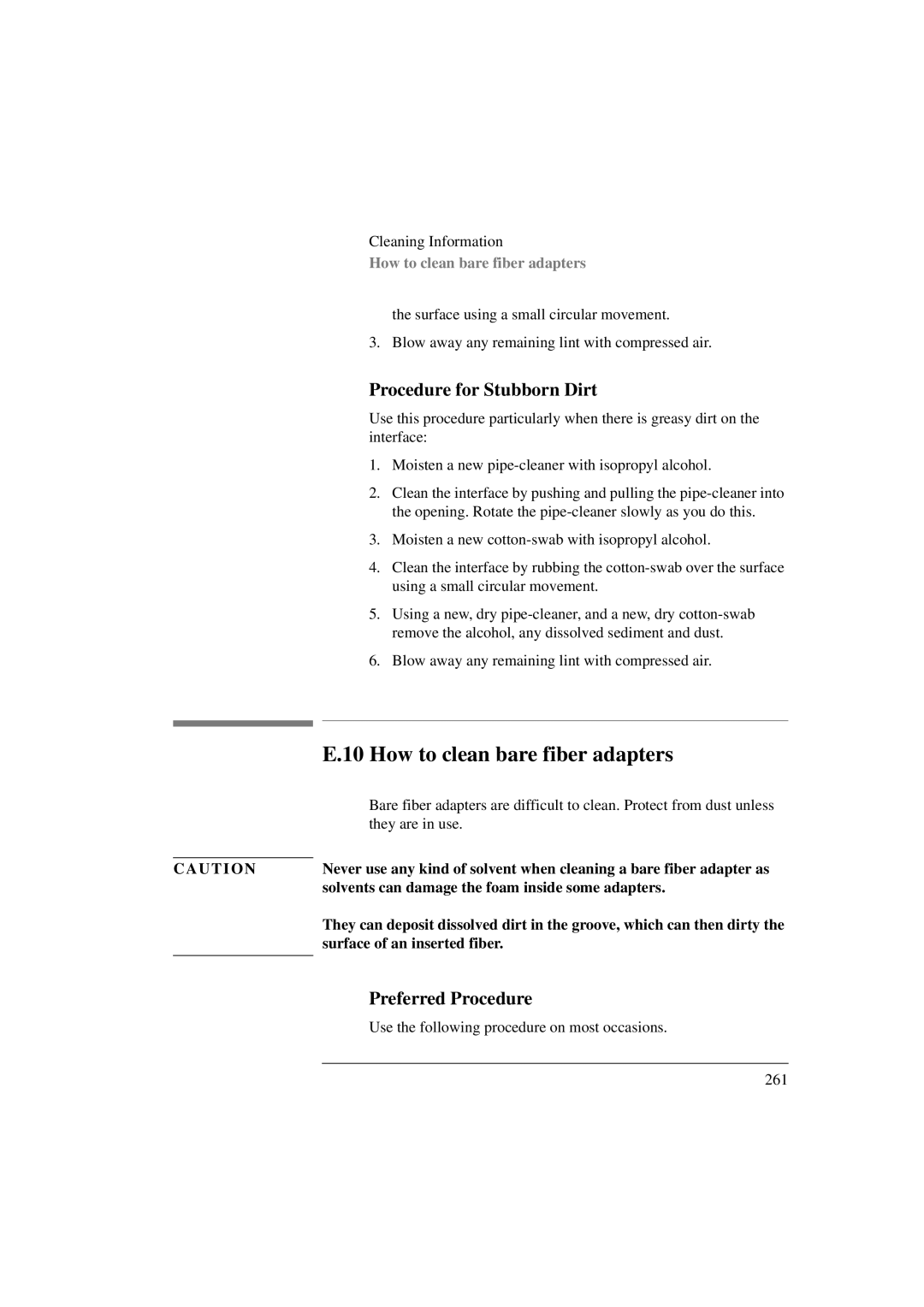 Agilent Technologies 8156A manual How to clean bare fiber adapters 