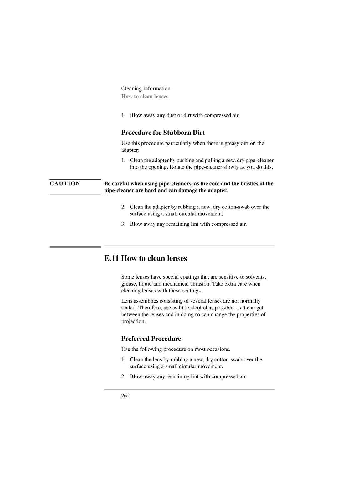 Agilent Technologies 8156A manual How to clean lenses 