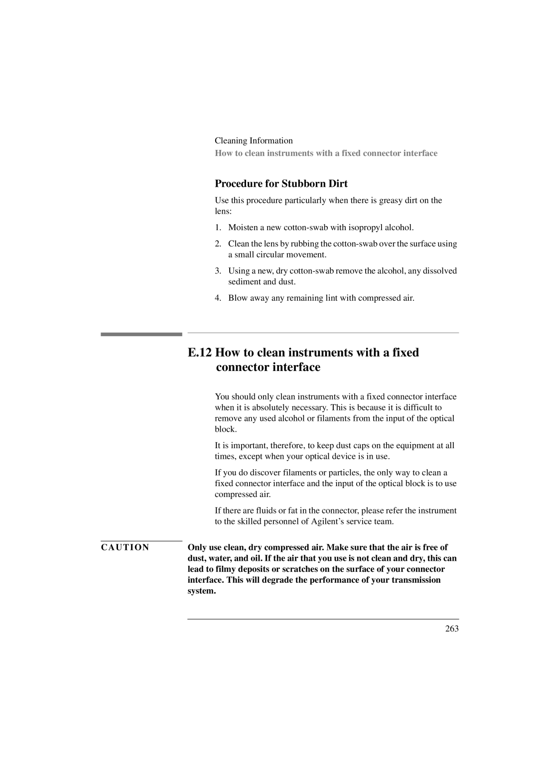 Agilent Technologies 8156A manual How to clean instruments with a fixed connector interface, System 