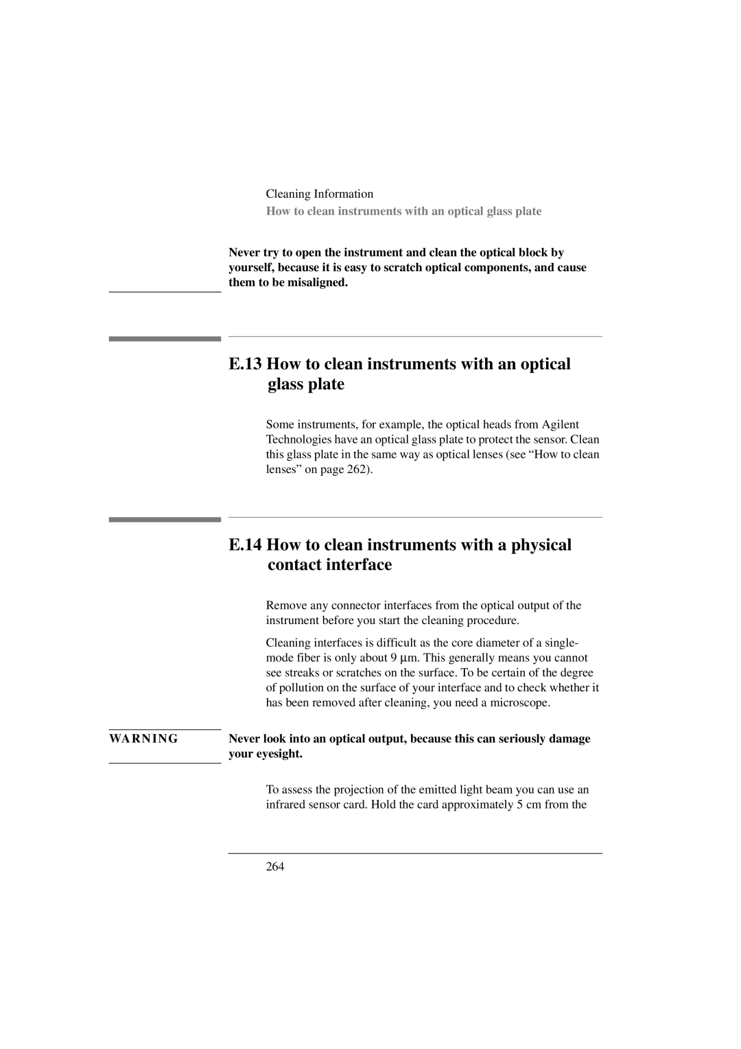Agilent Technologies 8156A manual How to clean instruments with an optical glass plate 