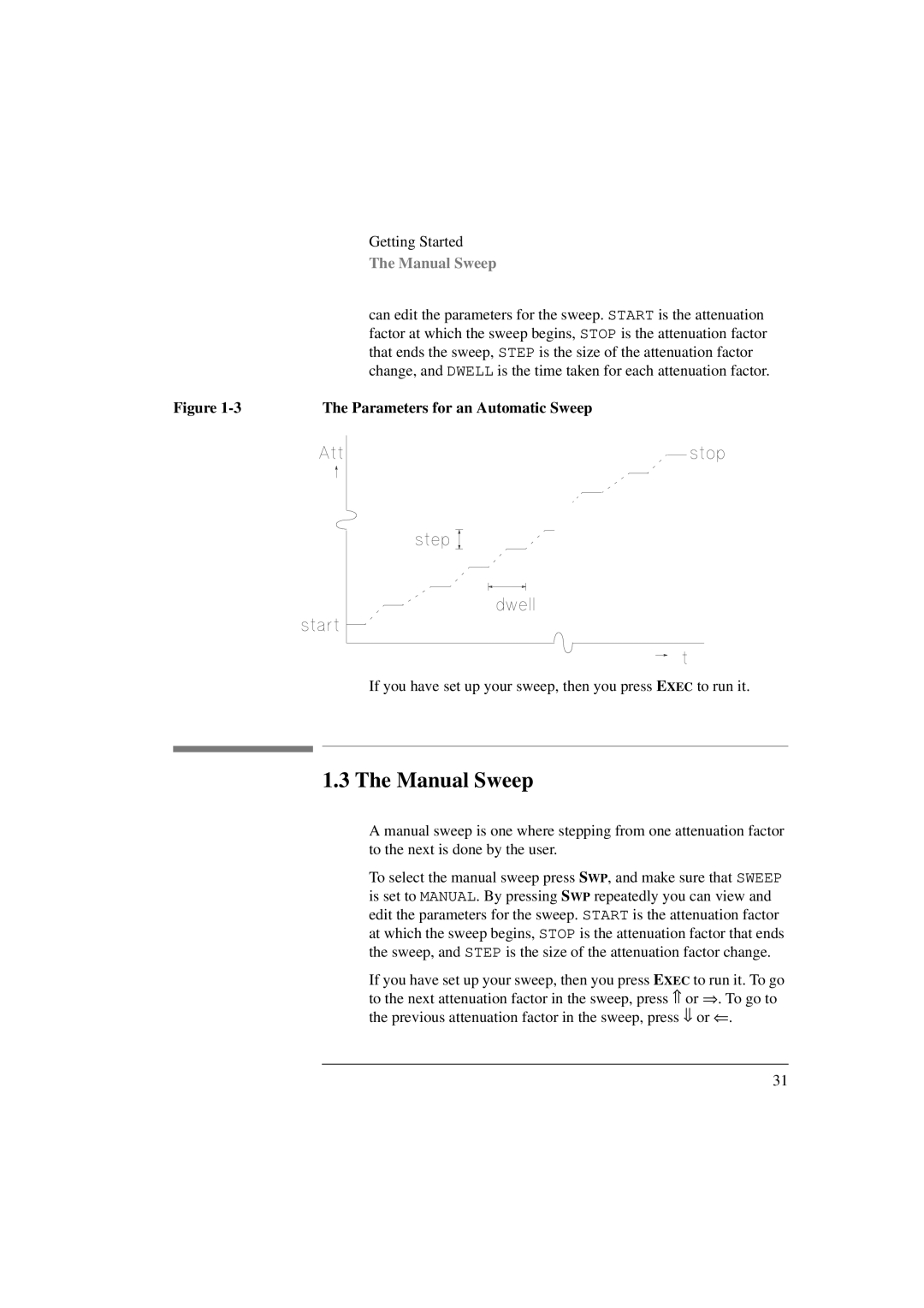 Agilent Technologies 8156A manual Manual Sweep, Parameters for an Automatic Sweep 