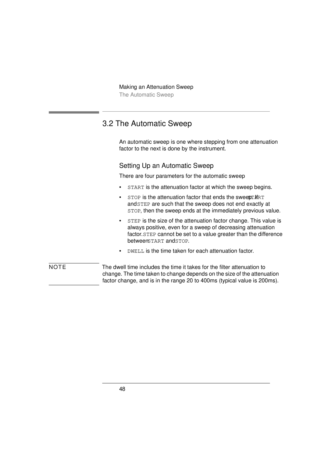 Agilent Technologies 8156A manual Setting Up an Automatic Sweep 