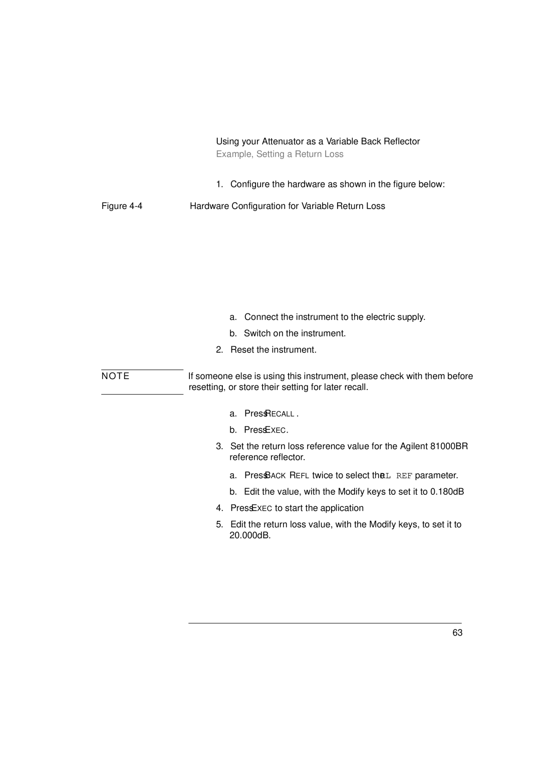 Agilent Technologies 8156A manual Hardware Configuration for Variable Return Loss 