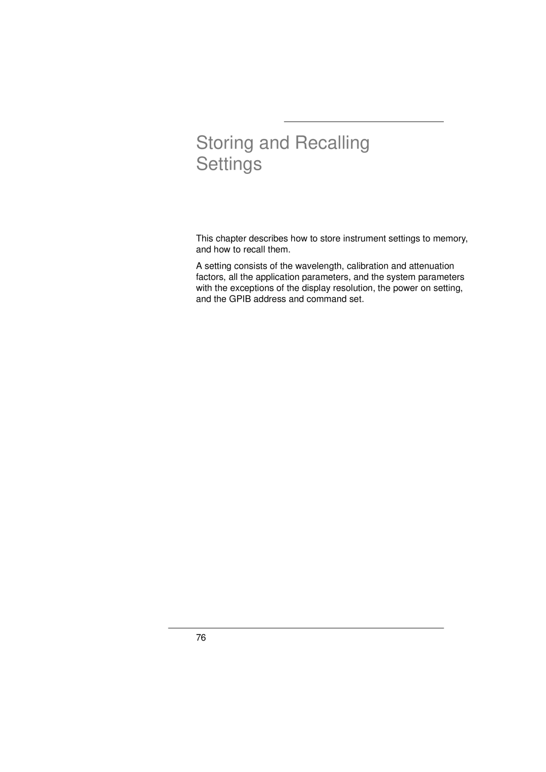 Agilent Technologies 8156A manual Storing and Recalling Settings 