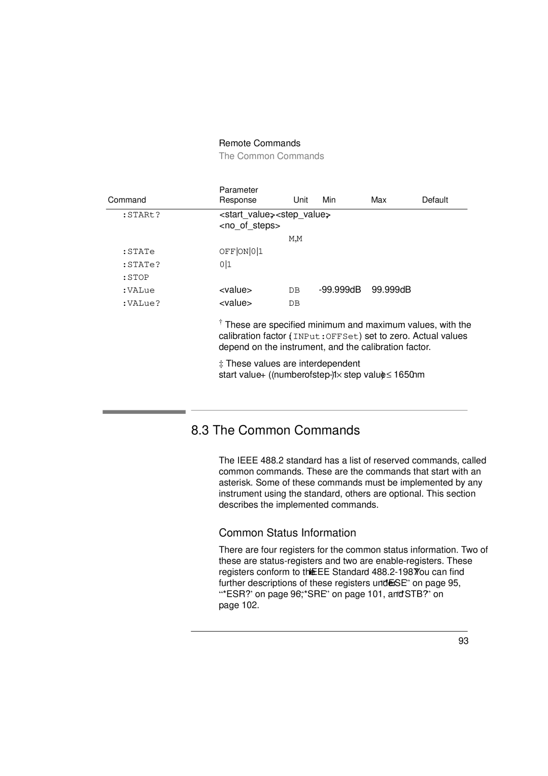 Agilent Technologies 8156A manual Common Commands, Common Status Information 