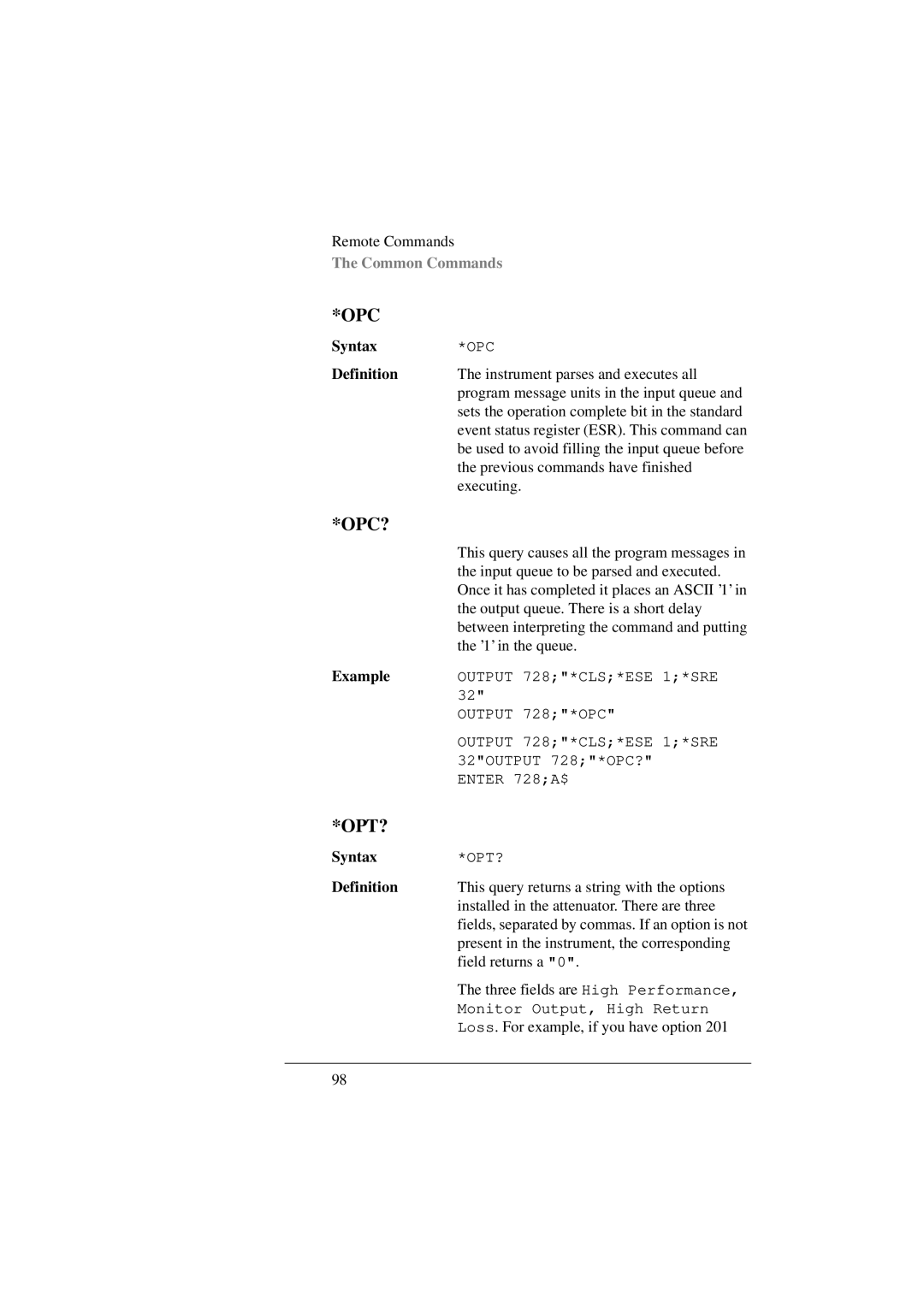 Agilent Technologies 8156A manual Opc 