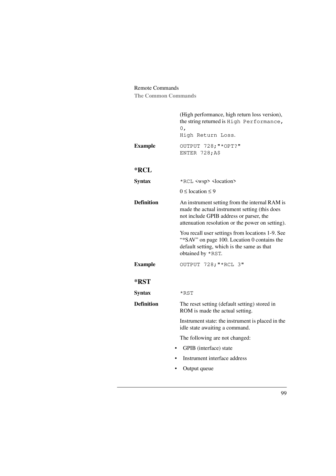 Agilent Technologies 8156A manual Rcl 