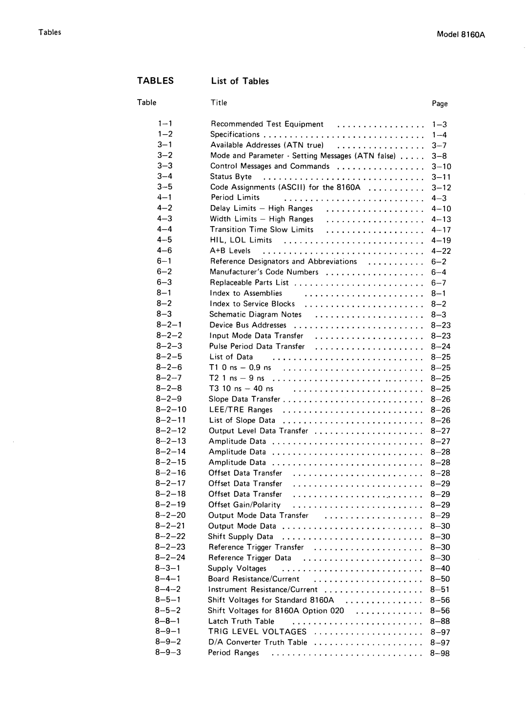 Agilent Technologies 8160A service manual 