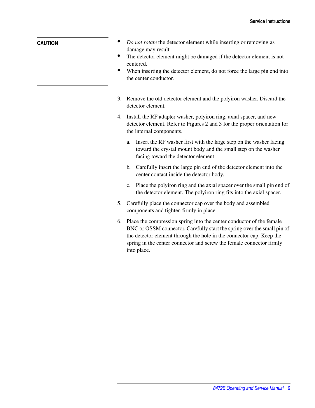 Agilent Technologies 8472B service manual Service Instructions 