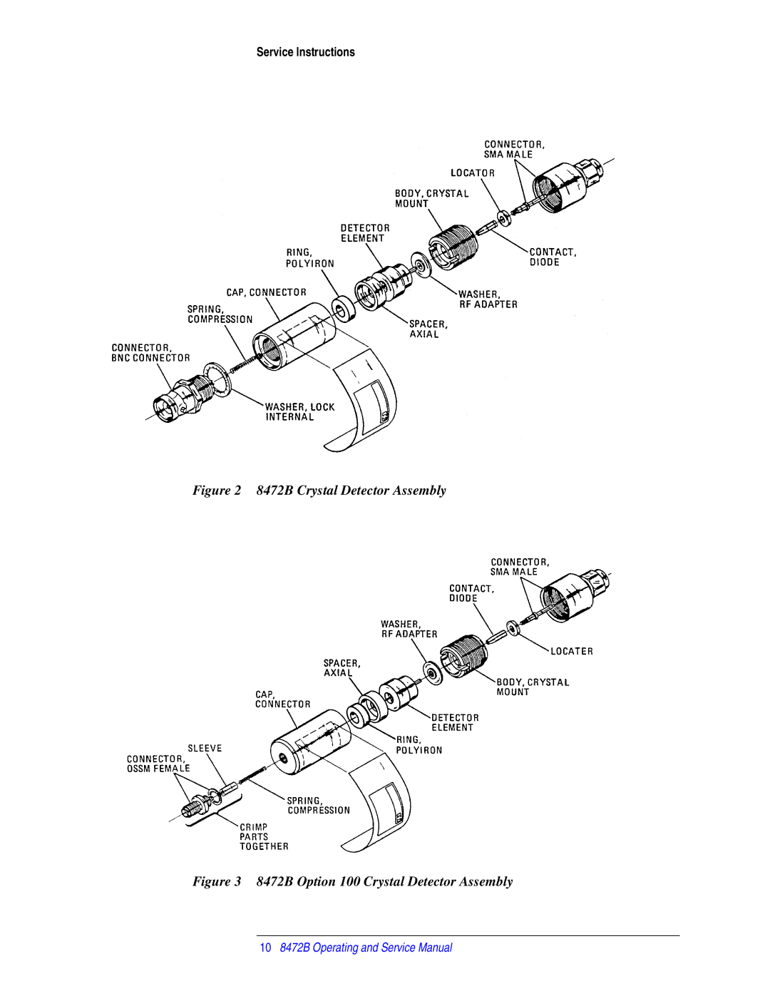 Agilent Technologies service manual 8472B Crystal Detector Assembly 