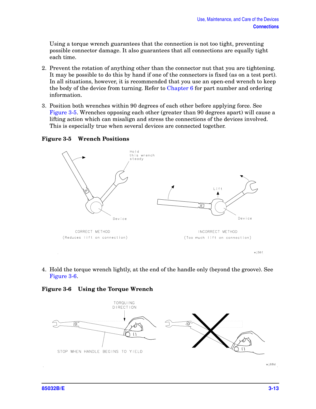 Agilent Technologies 85032B/E 50 manual Wrench Positions 