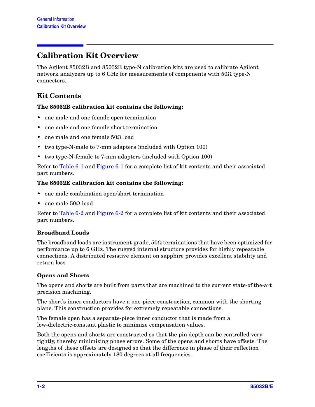 Agilent Technologies 85032B/E 50 manual Calibration Kit Overview, Kit Contents 