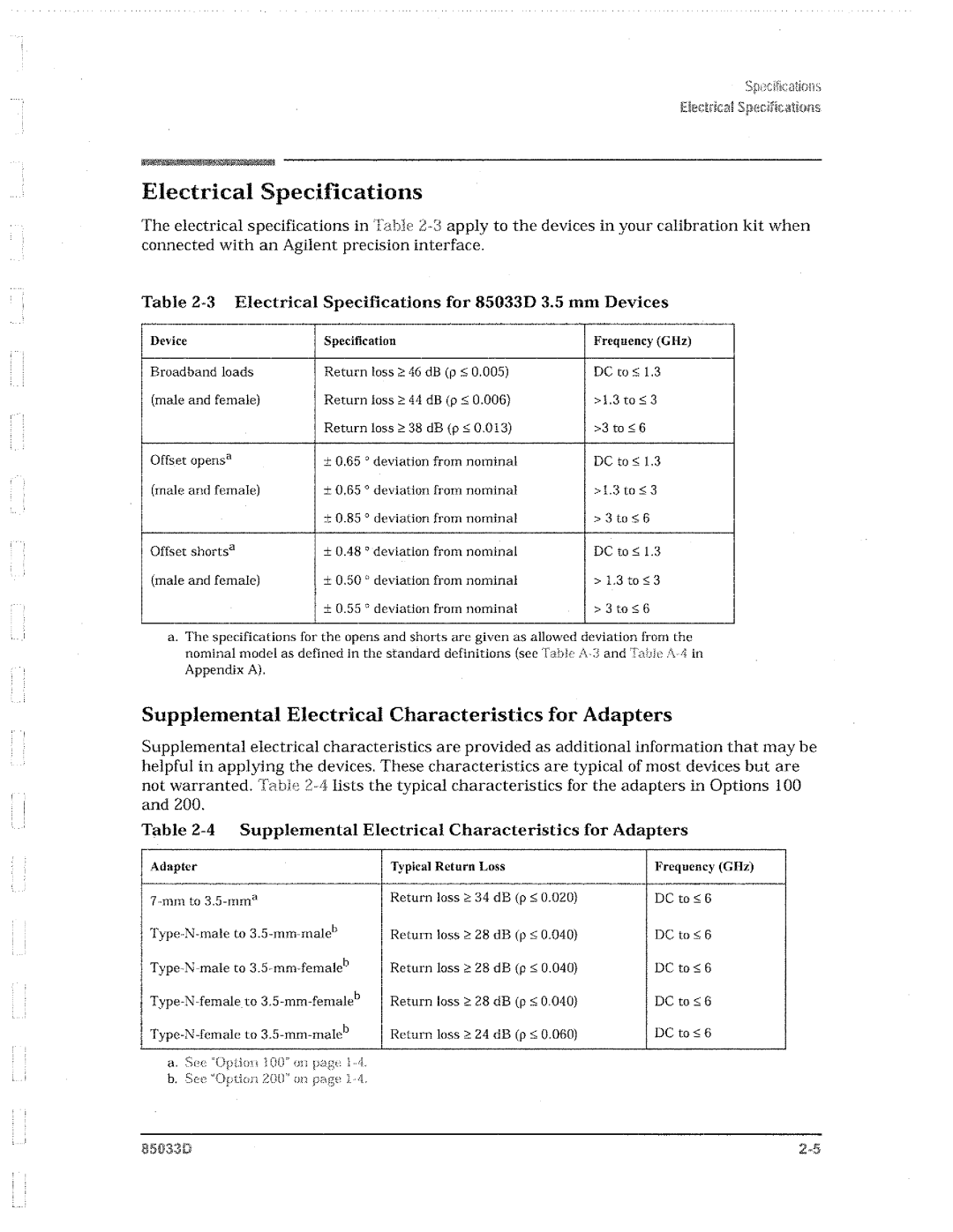 Agilent Technologies 85033D manual 