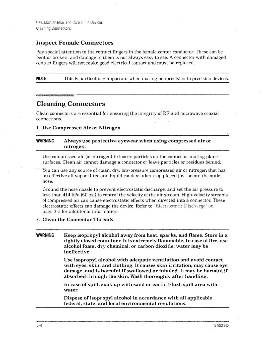 Agilent Technologies 85033D manual 