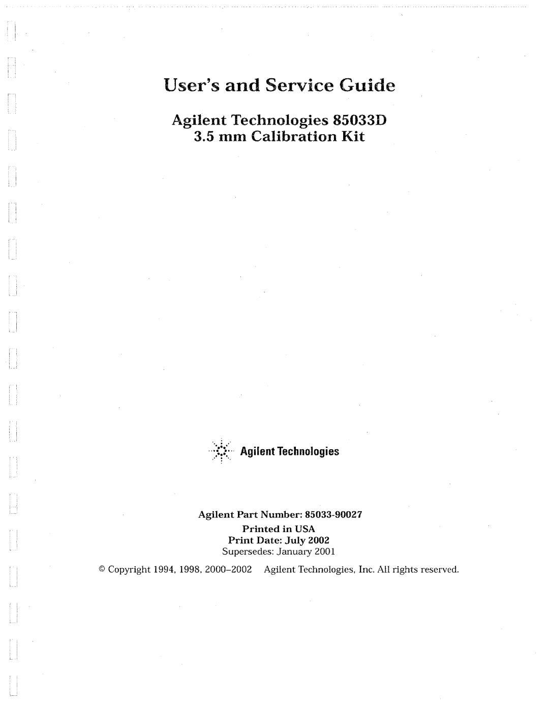 Agilent Technologies 85033D manual 