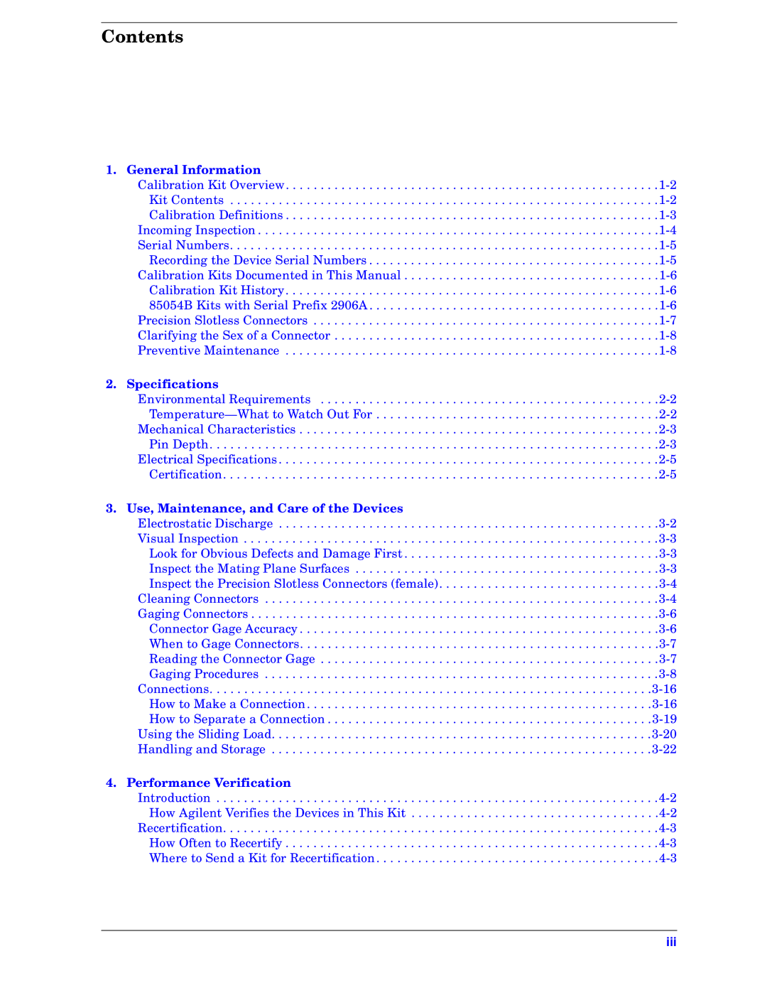 Agilent Technologies 85054-90049 manual Contents 