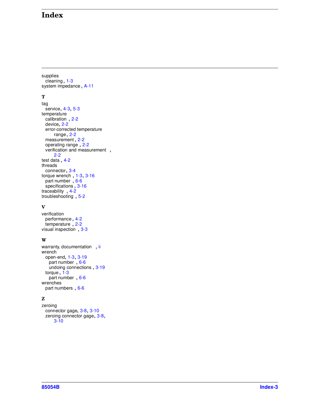 Agilent Technologies 85054-90049 manual Index-3 