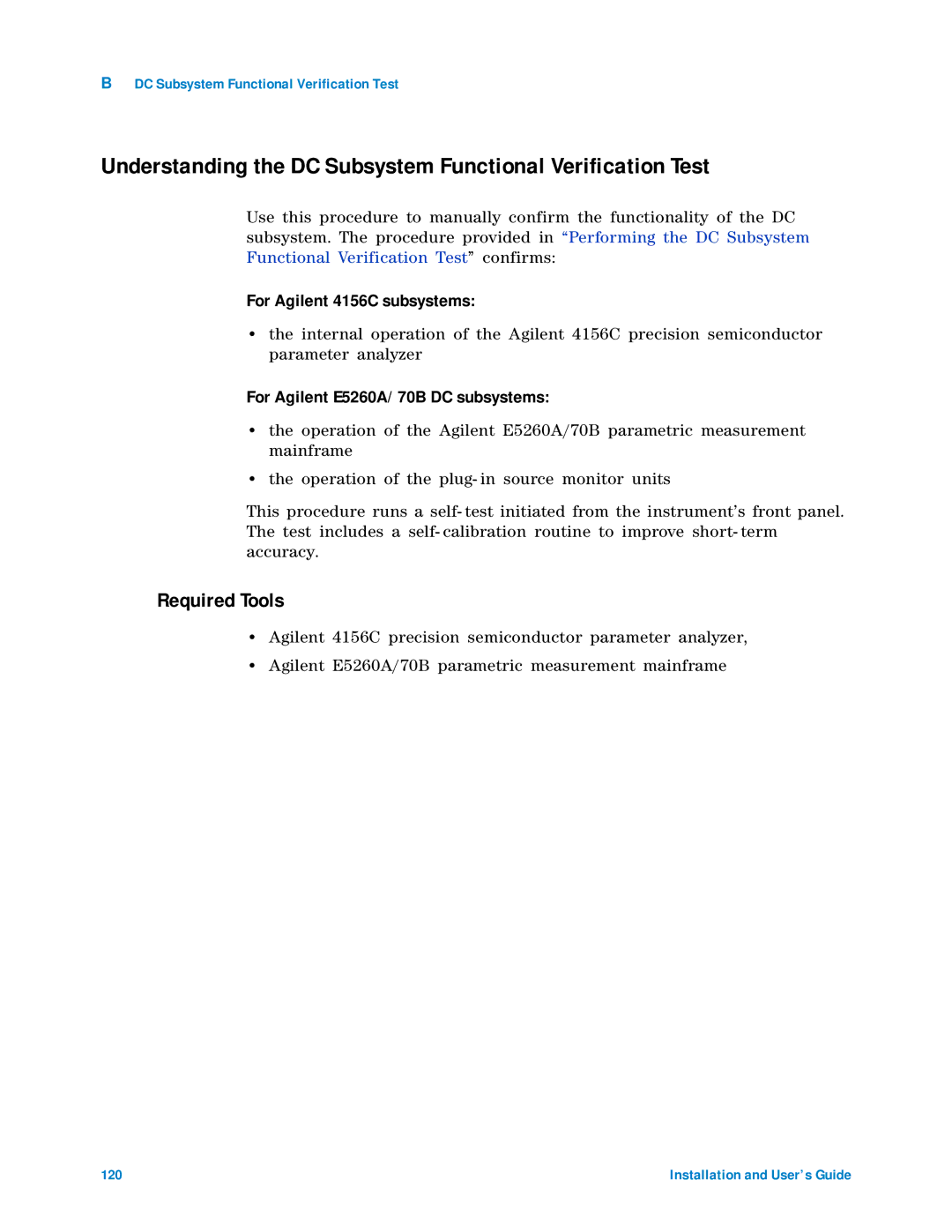 Agilent Technologies 85225F manual Understanding the DC Subsystem Functional Verification Test 