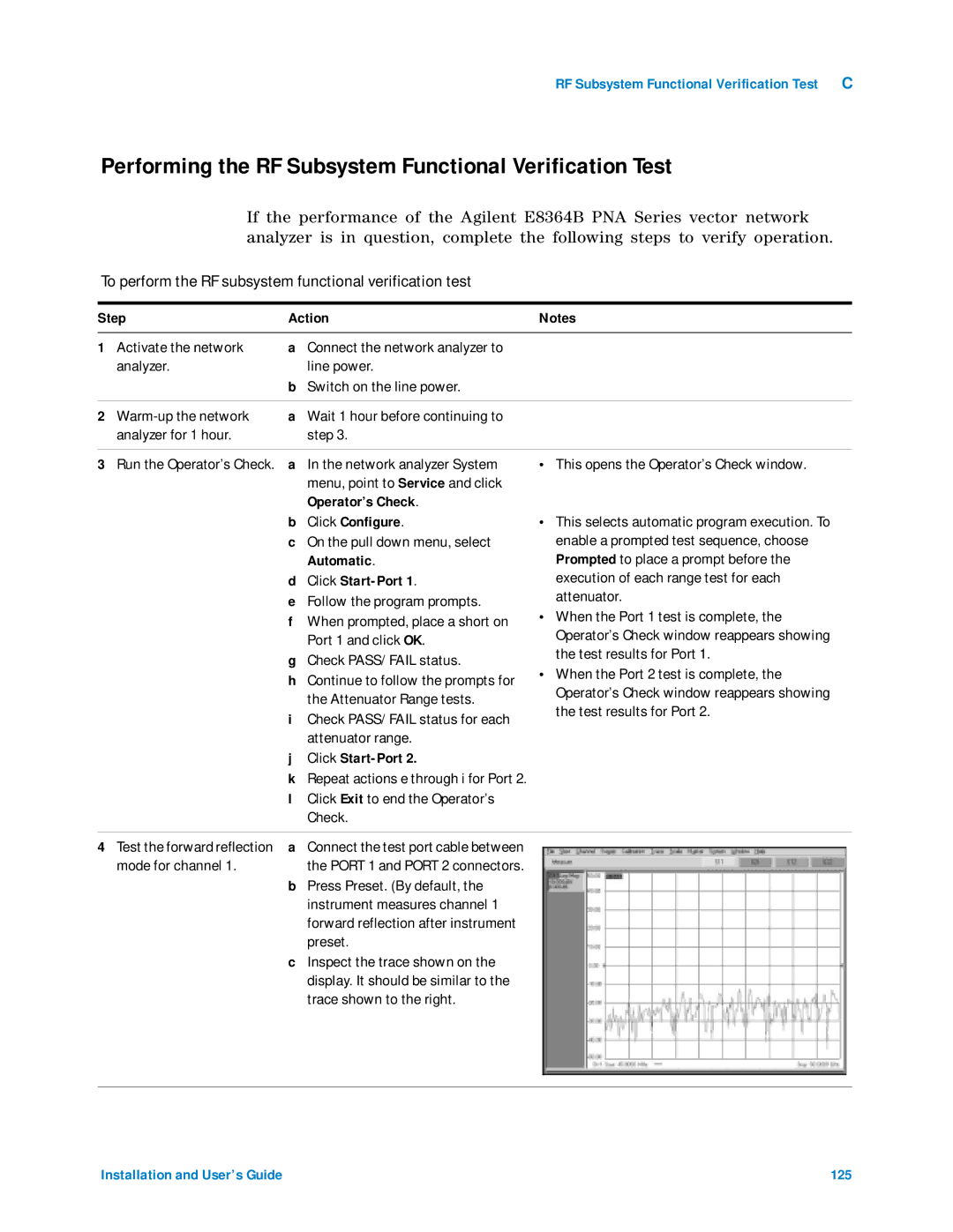 Agilent Technologies 85225F Performing the RF Subsystem Functional Verification Test, Operator’s Check Click Configure 