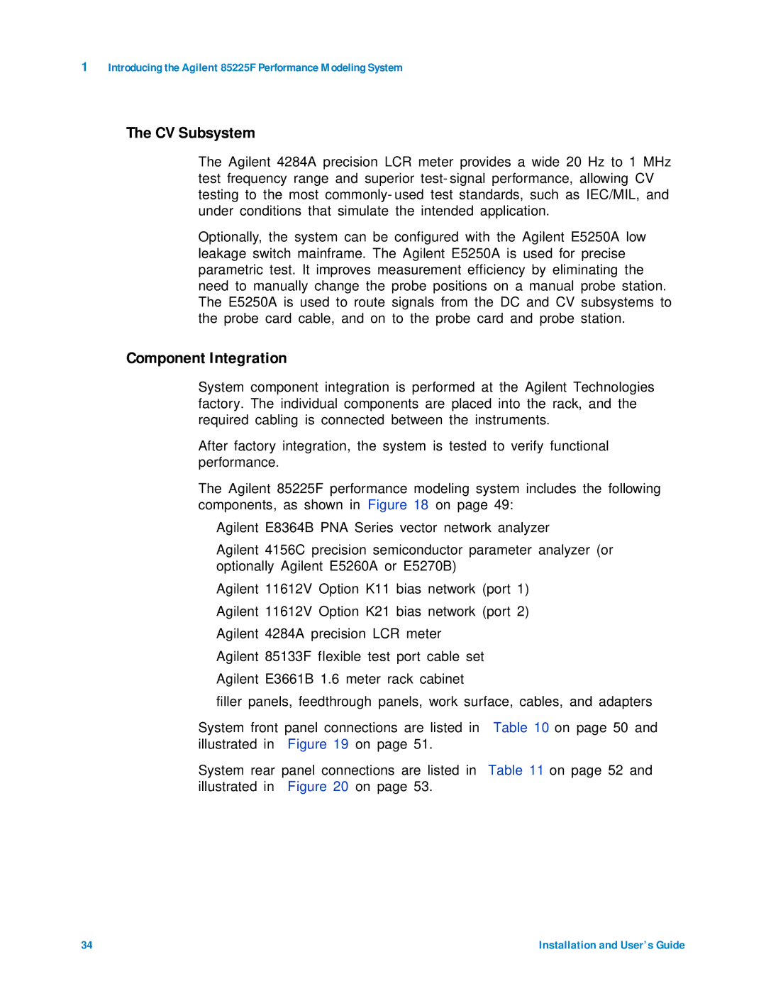 Agilent Technologies 85225F manual CV Subsystem, Component Integration 