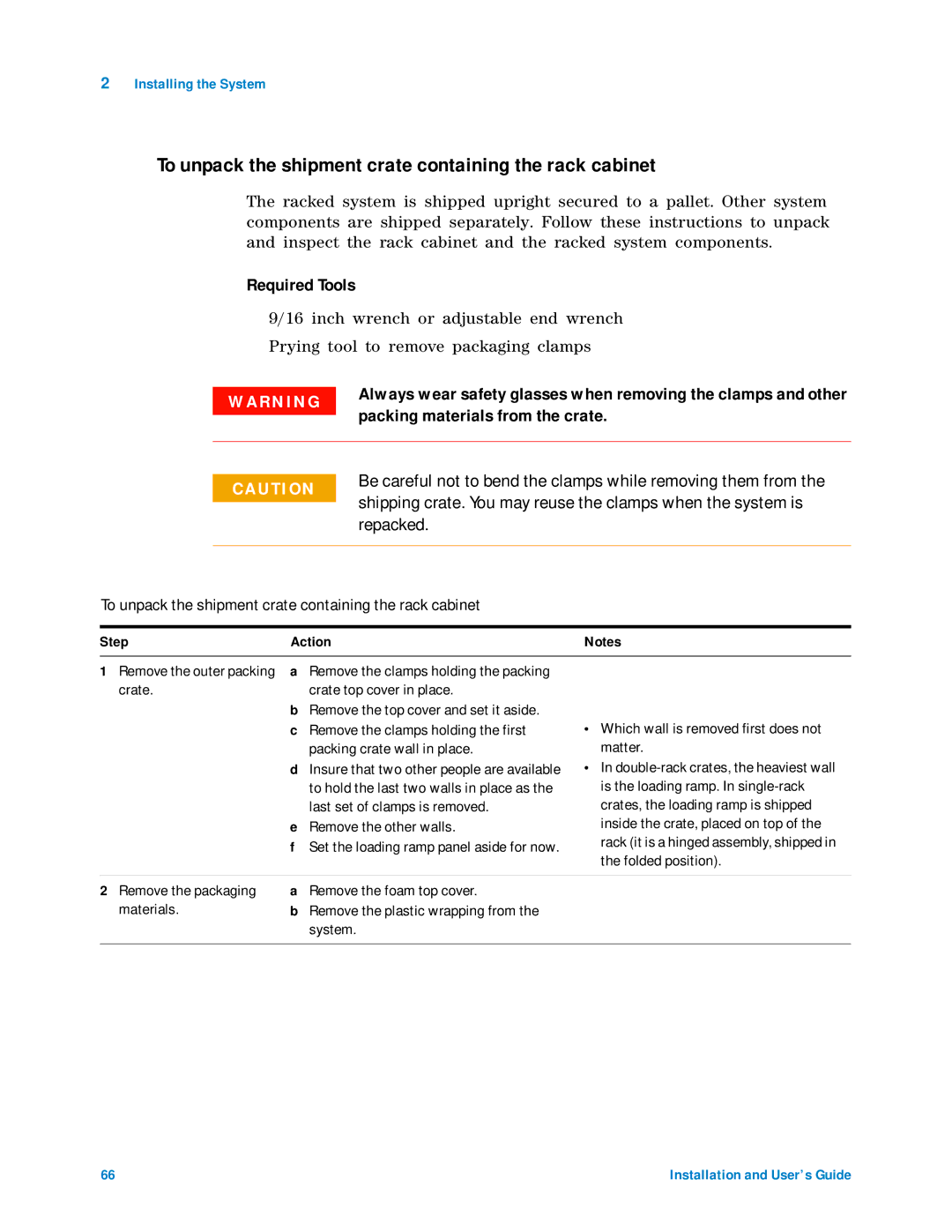 Agilent Technologies 85225F manual To unpack the shipment crate containing the rack cabinet, Folded position 