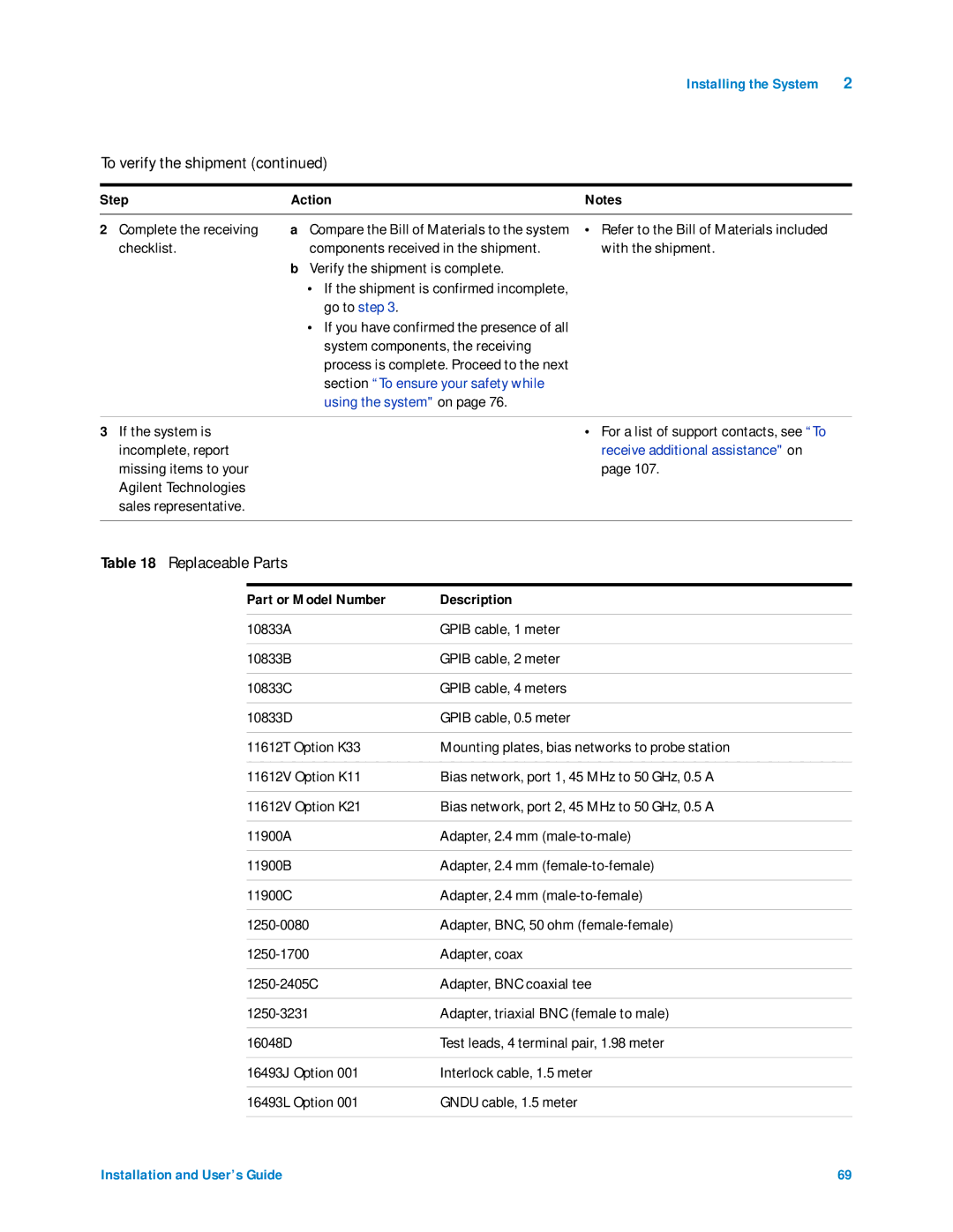 Agilent Technologies 85225F manual Replaceable Parts, Part or Model Number Description 