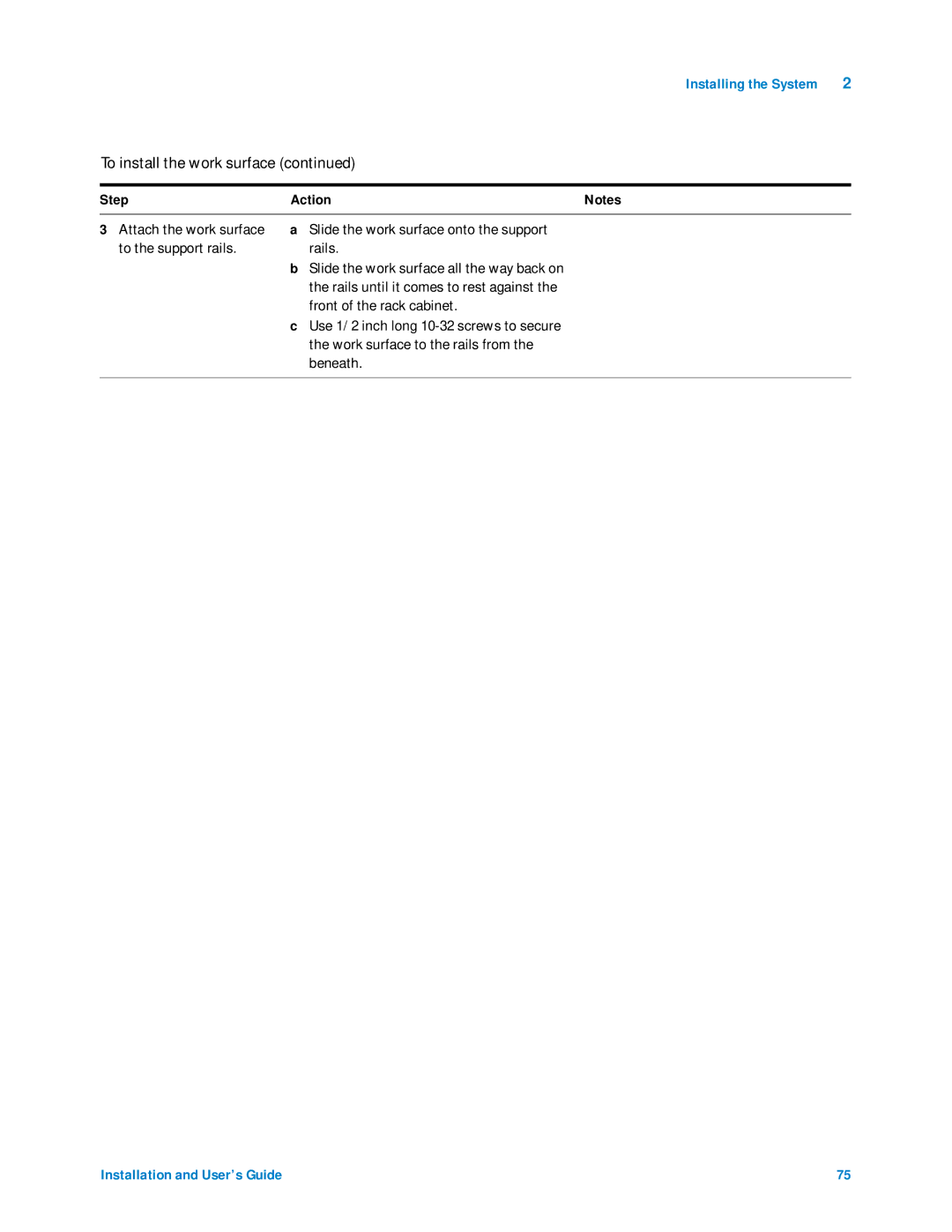 Agilent Technologies 85225F manual To install the work surface 